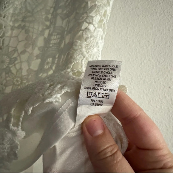 Lace Panel White Floral Halter Neck Top Boho Chic Cottagecore Prairie Medium - Picture 8 of 11